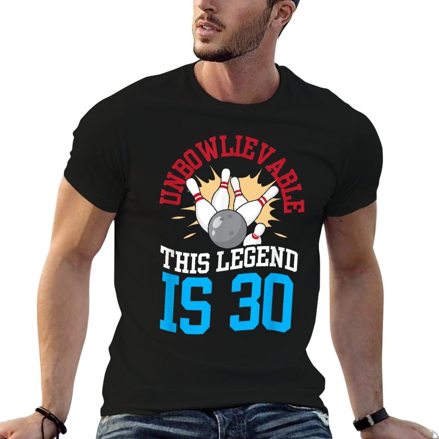 Unbowlievable This Legend Is 30 Bowling 30th Birthday Oversized Silhouette T-Shirt