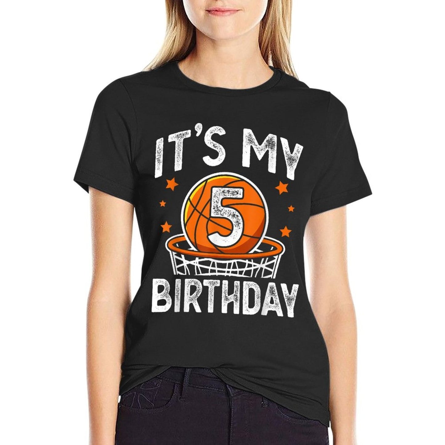 5 Years Old Kids Basketball Sport 5th Birthday Boy Relaxed-fit T-Shirt