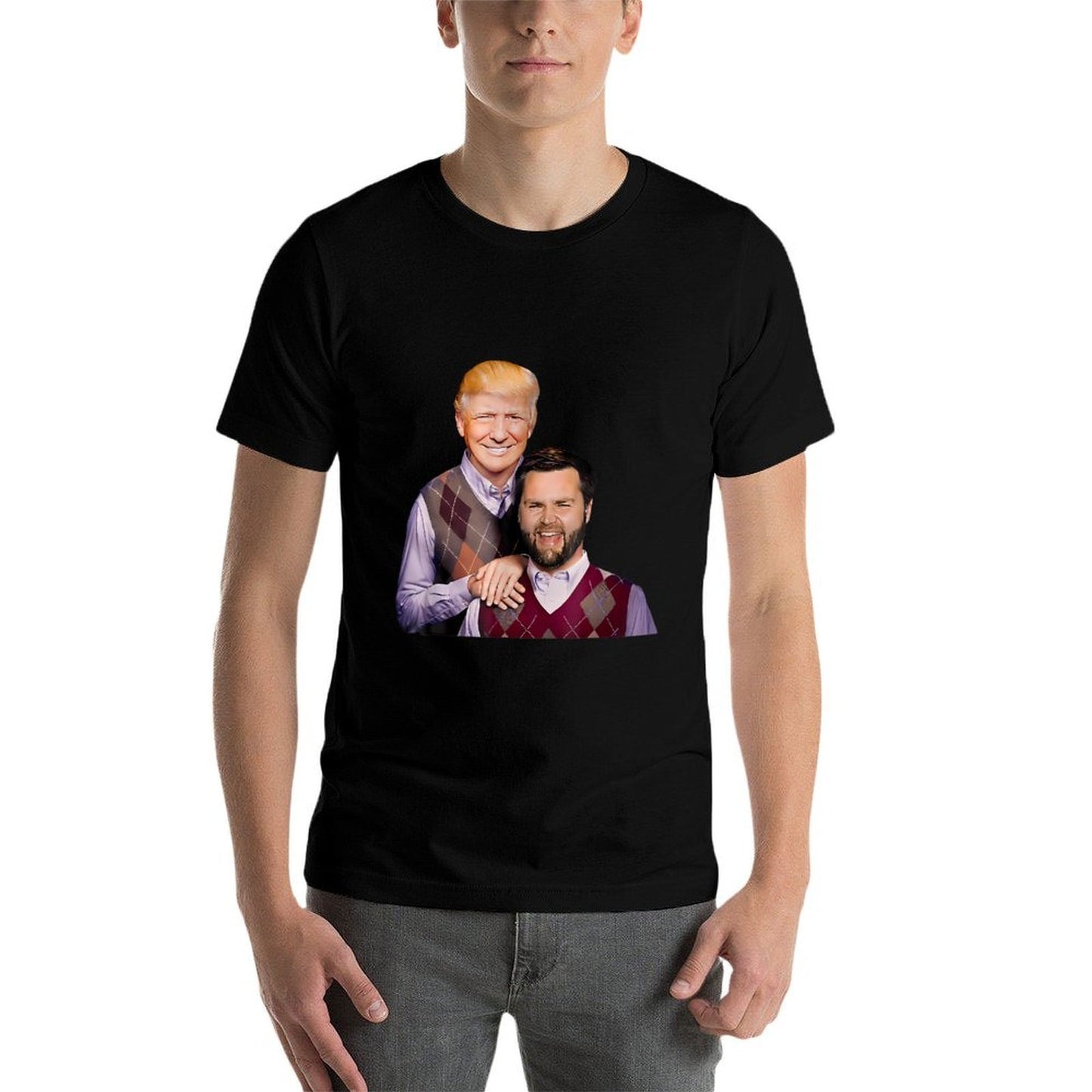 Trump Vance 2024 Brothers Funny Parody Trump J D Vance Bros Ribbed Collar T-Shirt