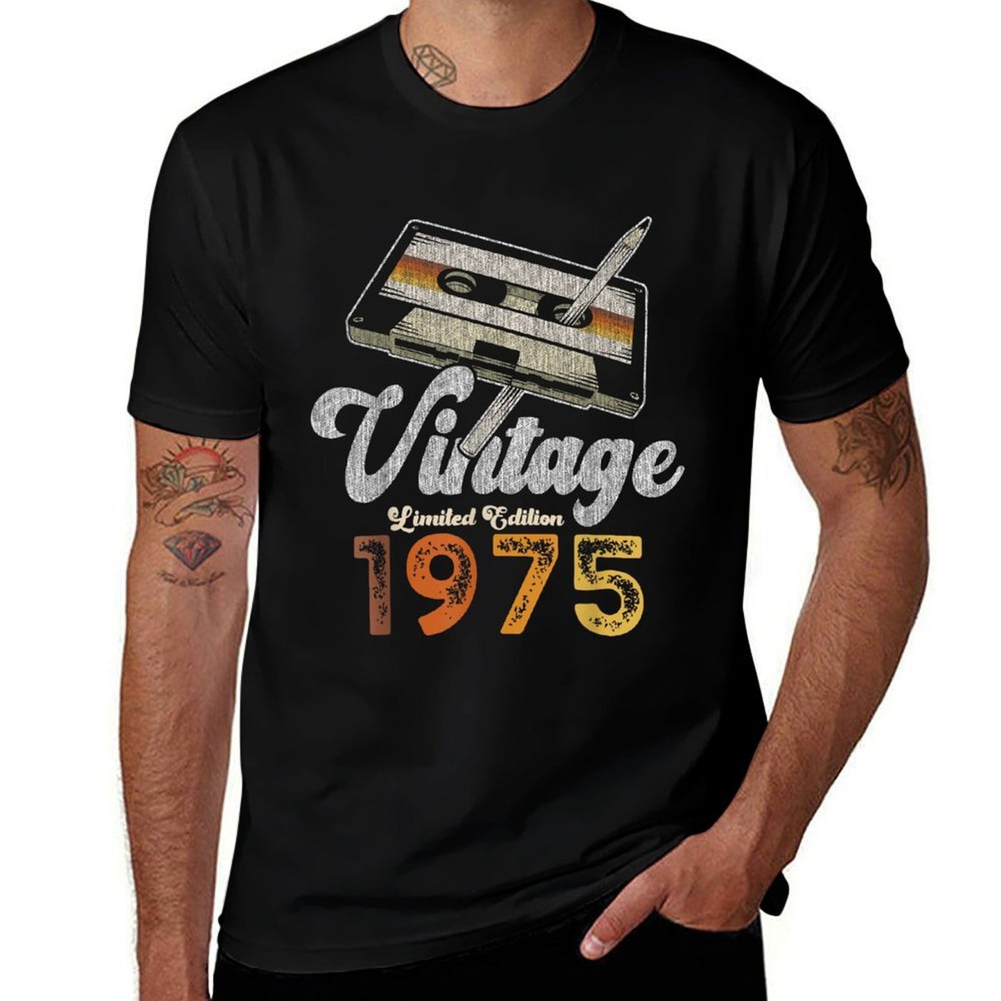Vintage 1975 Cassette Pencil 50th Birthday Easy-care T-Shirt