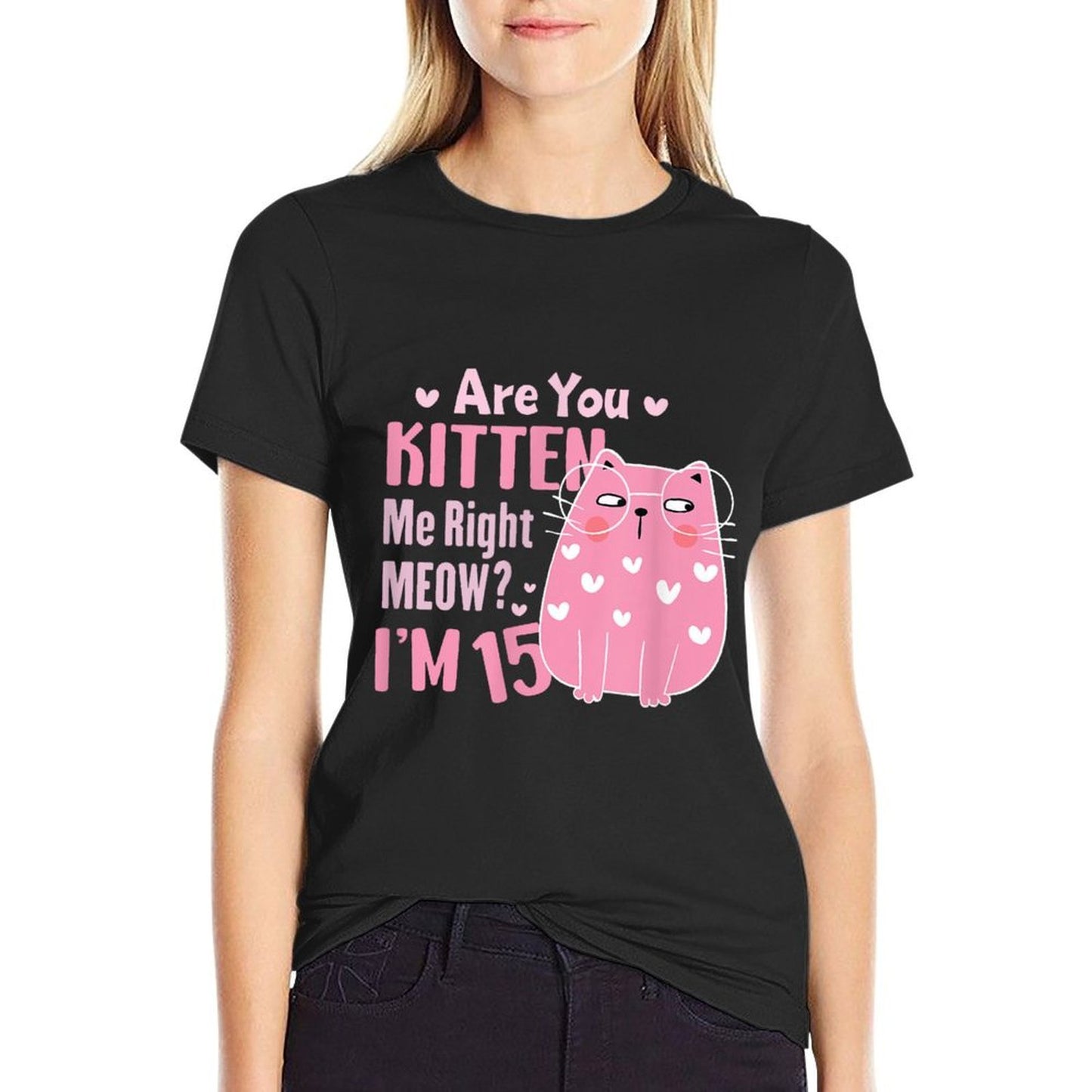 15th Cat Birthday Party Fifteen Year Old Girl Kitty Birthday Eco-friendly Material T-Shirt