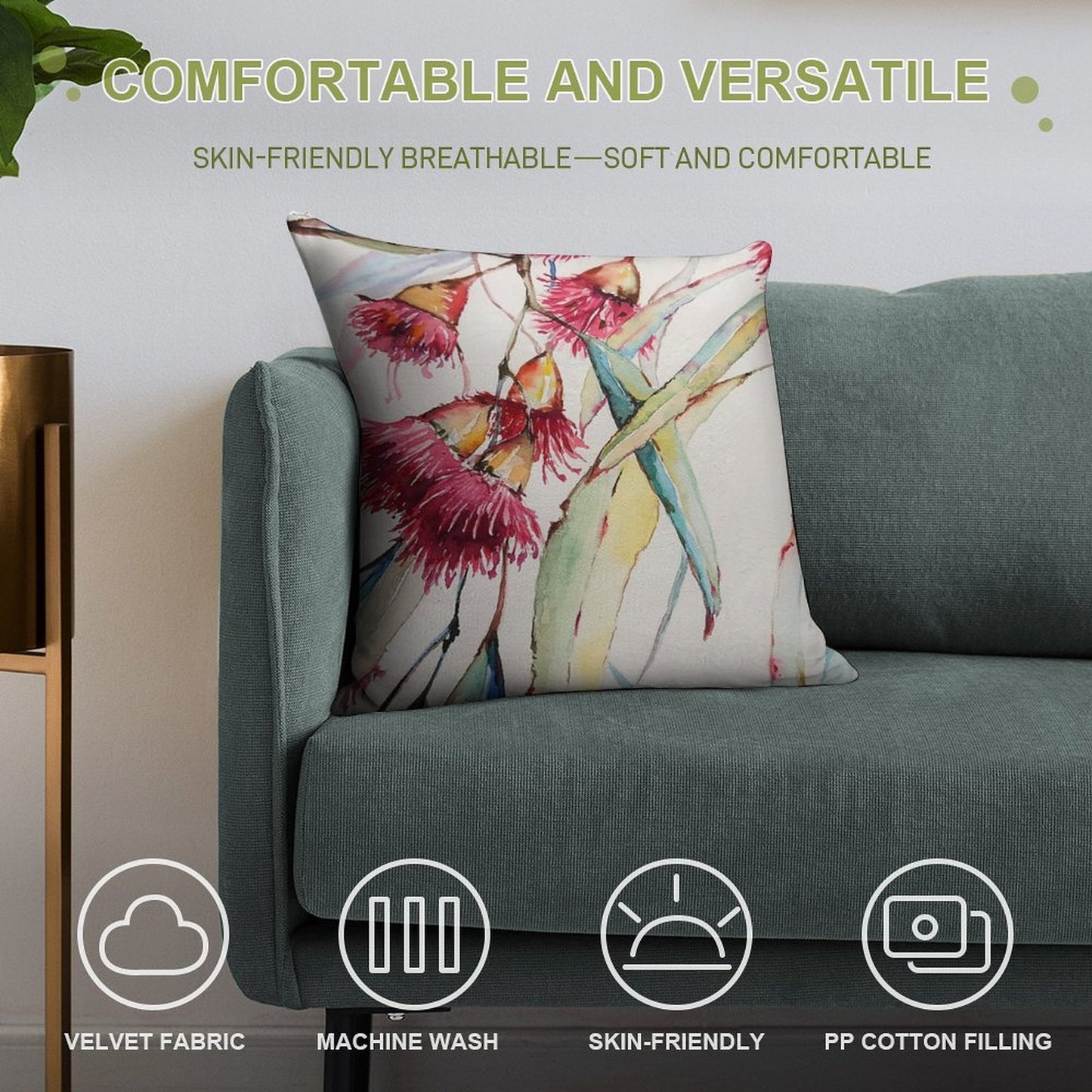 Gum Tree Watercolour Soft Ultra-Soft Texture Throw Pillow