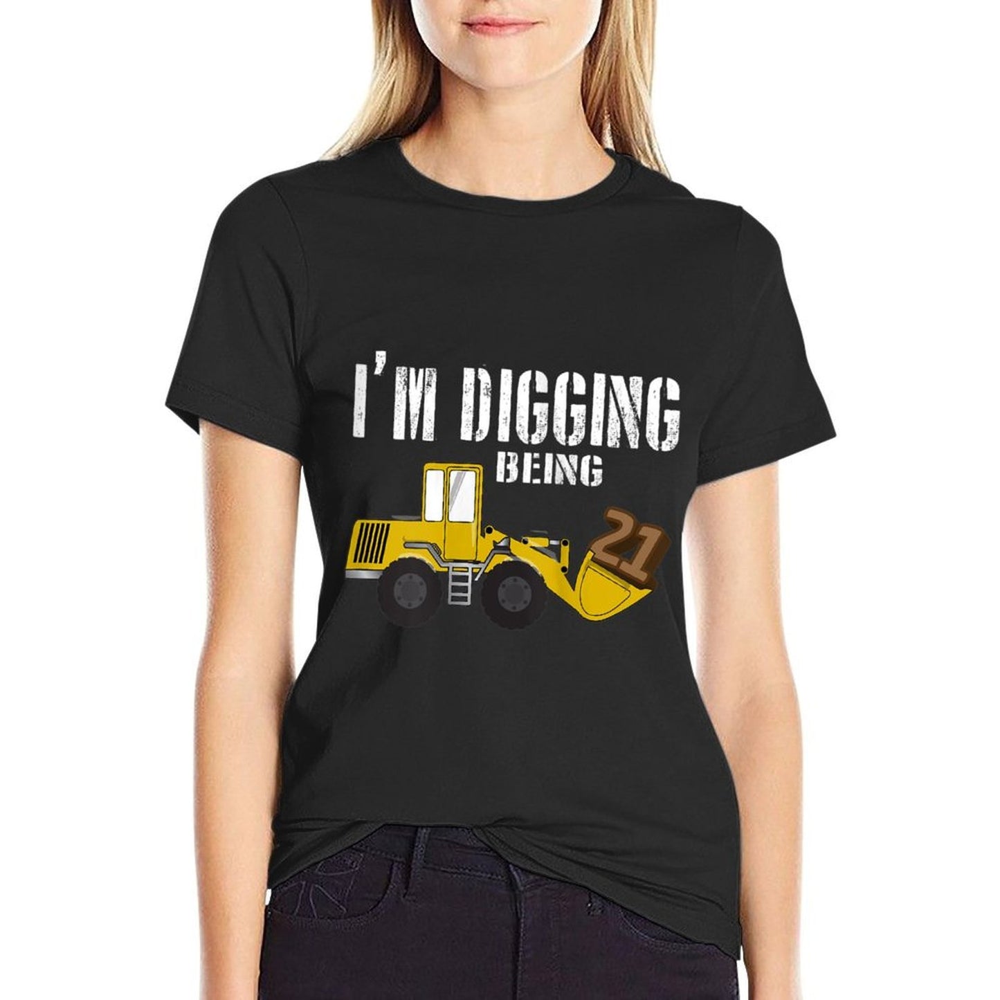 21st Birthday - Construction, 21 Year Old Bday Rolled Sleeves T-Shirt