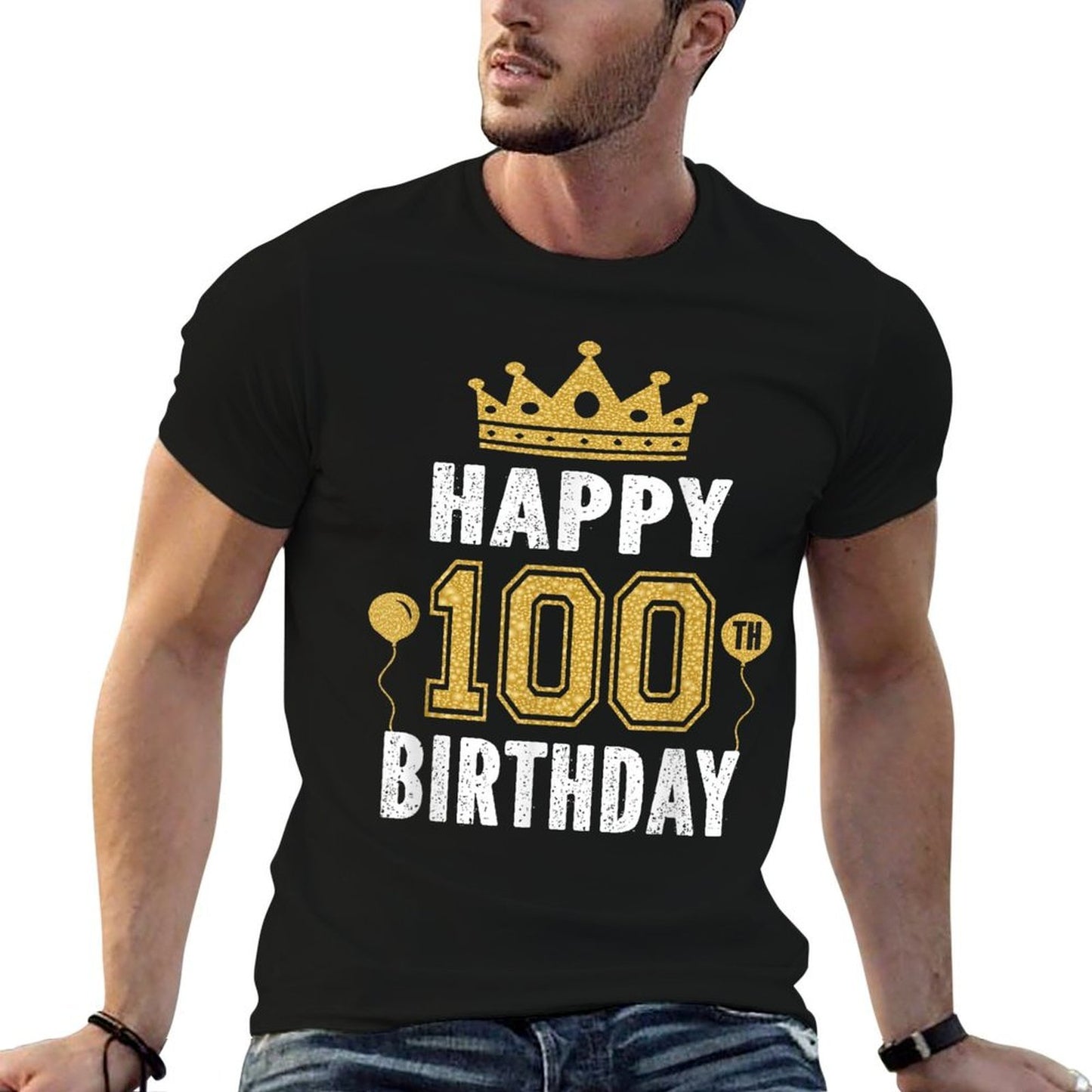 Happy 100th Birthday Idea For 100 Years Old Man And Woman Heathered Texture T-Shirt