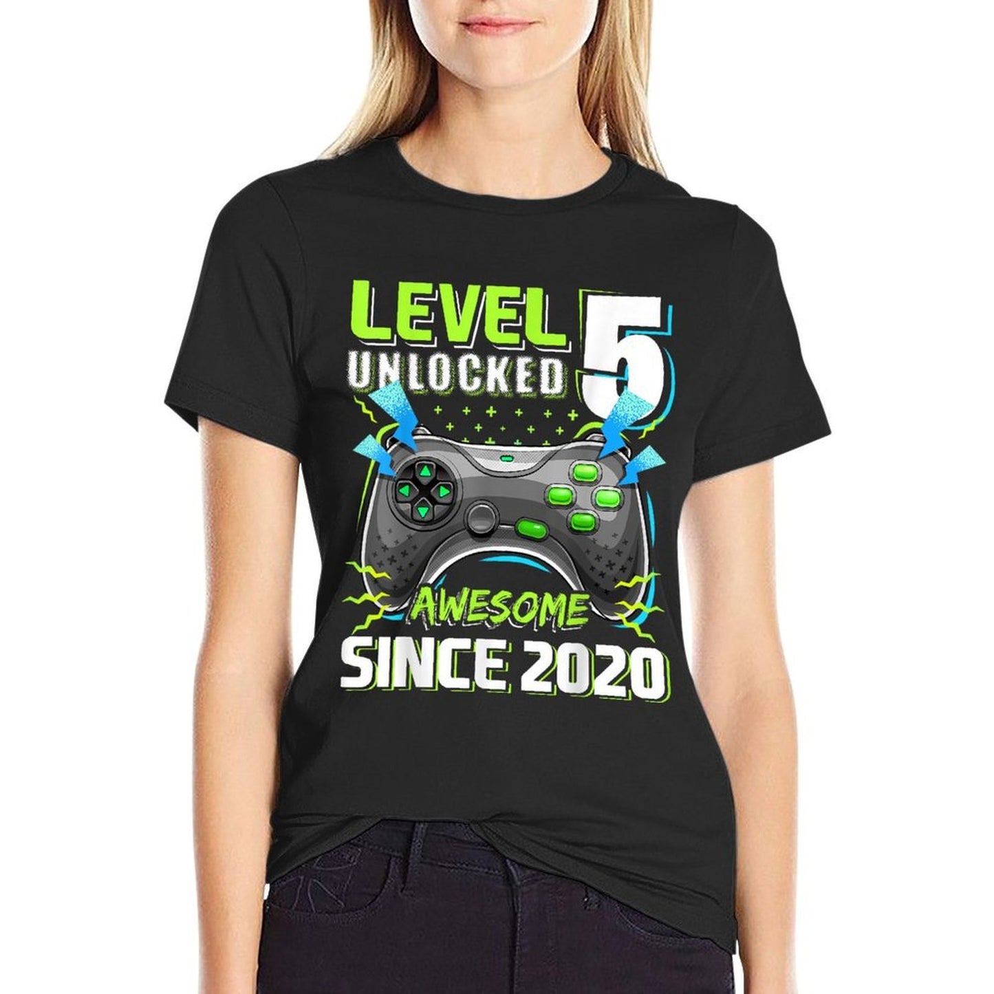 5th Birthday Boy Level 5 Gamer 5 Year Video Game Party Fade-proof Color T-Shirt