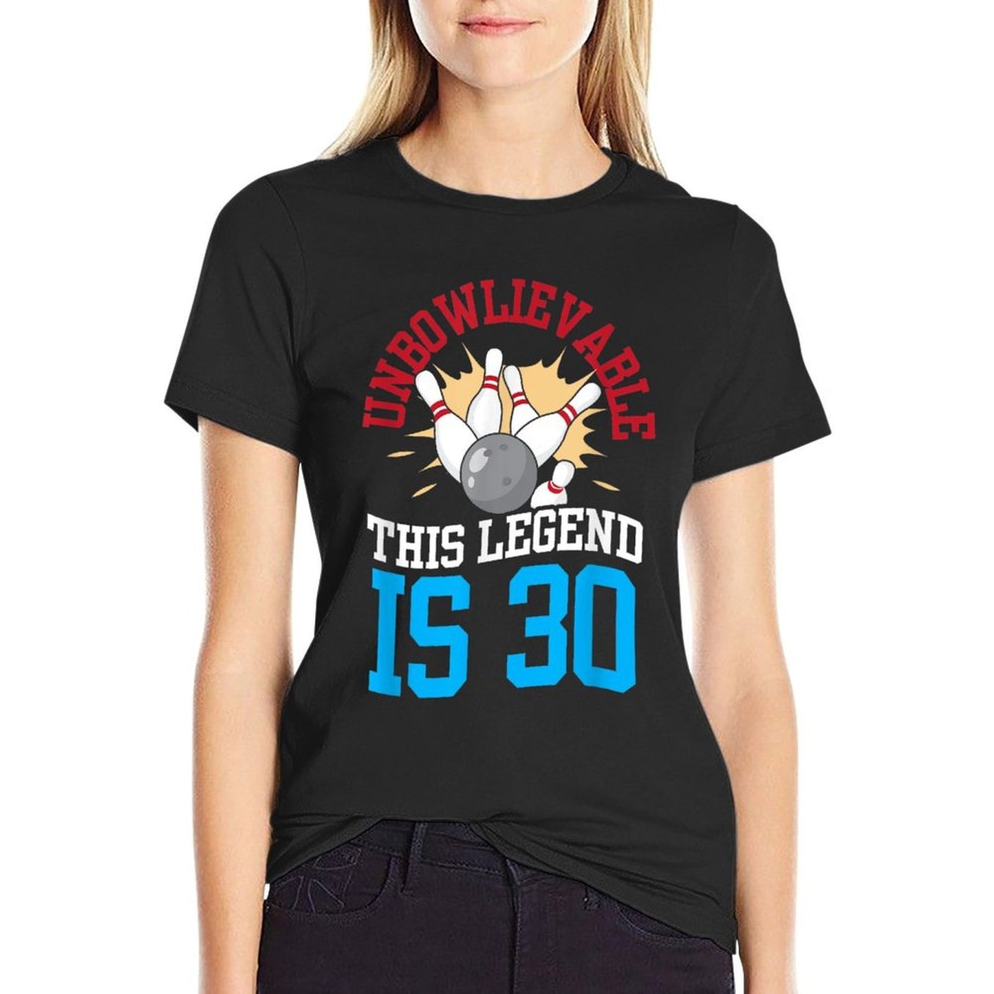Unbowlievable This Legend Is 30 Bowling 30th Birthday Oversized Silhouette T-Shirt