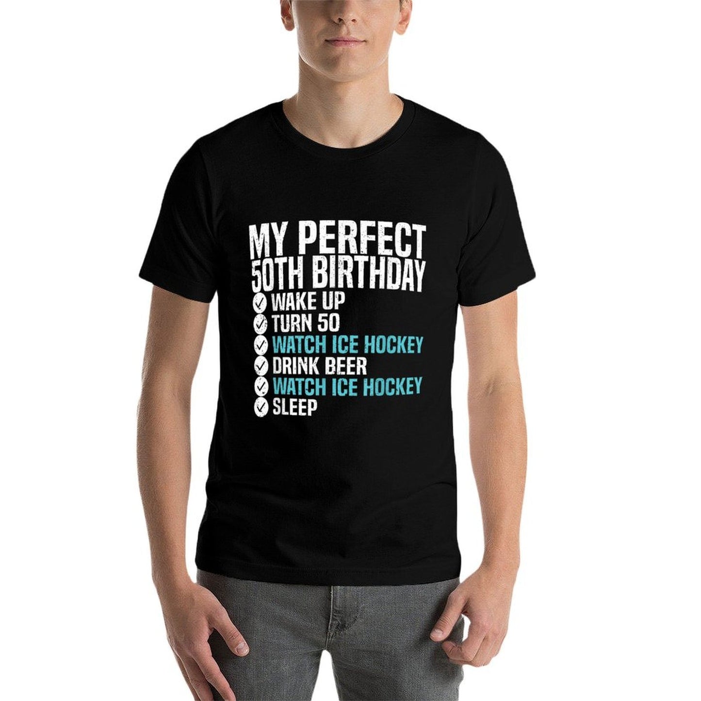 50 Years Old Perfect 50th Birthday Ice Hockey 50th Birthday Easy-care T-Shirt