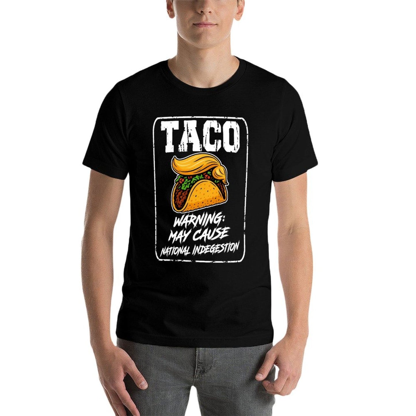 TACO Anti Trump Warning May Cause National Indigestion Retro Ribbed Collar T-Shirt
