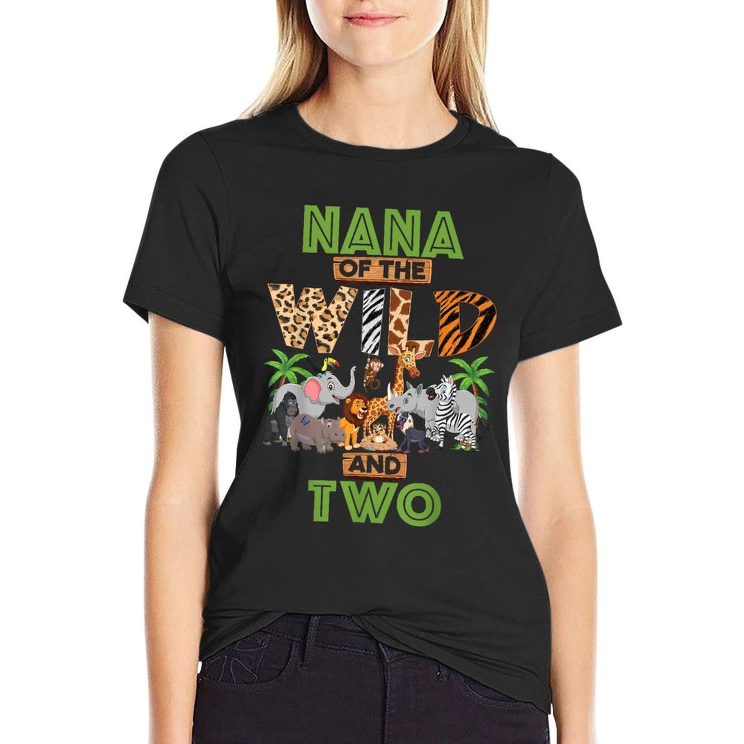 2nd Birthday Zoo Safari Jungle Nana Of The Wild And Two Relaxed-fit T-Shirt