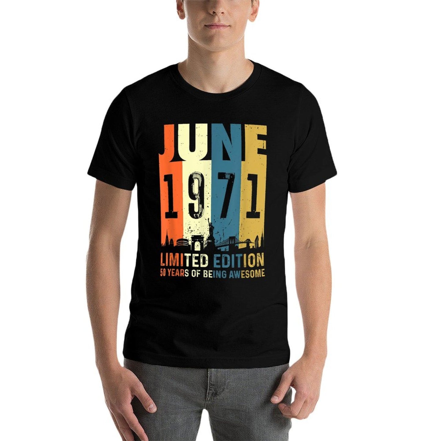 50 Limited Edition, Made in June 1971 50th Birthday Oversized Silhouette T-Shirt