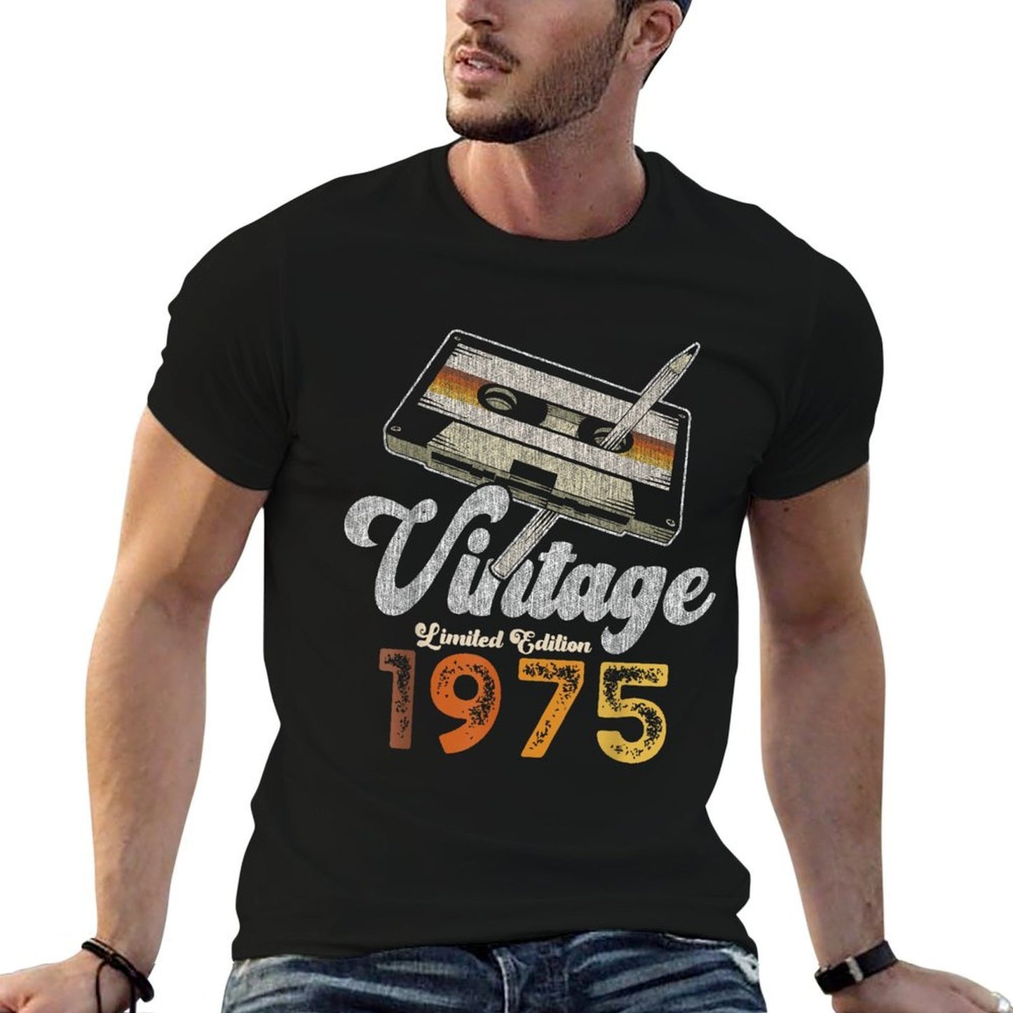 Vintage 1975 Cassette Pencil 50th Birthday Easy-care T-Shirt