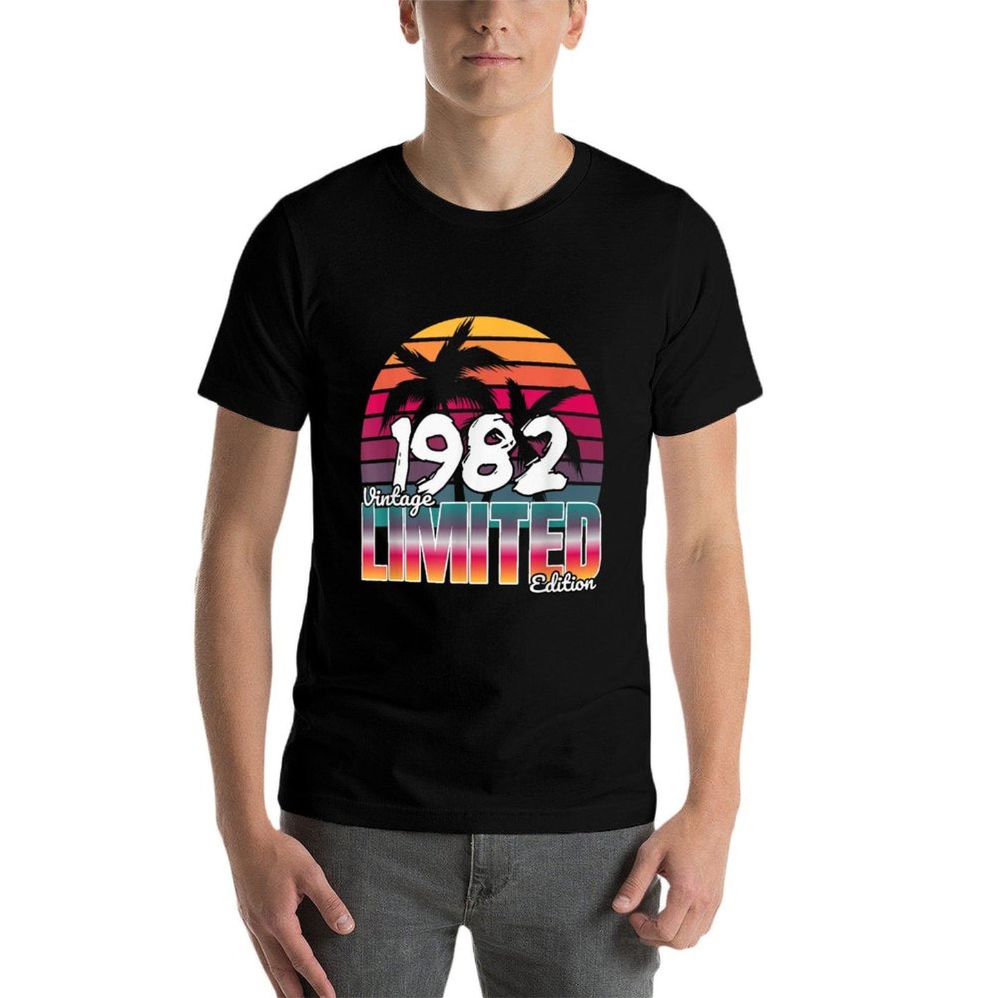 1982 Vintage for Women Men's Gifts 40th Birthday Ribbed Collar T-Shirt