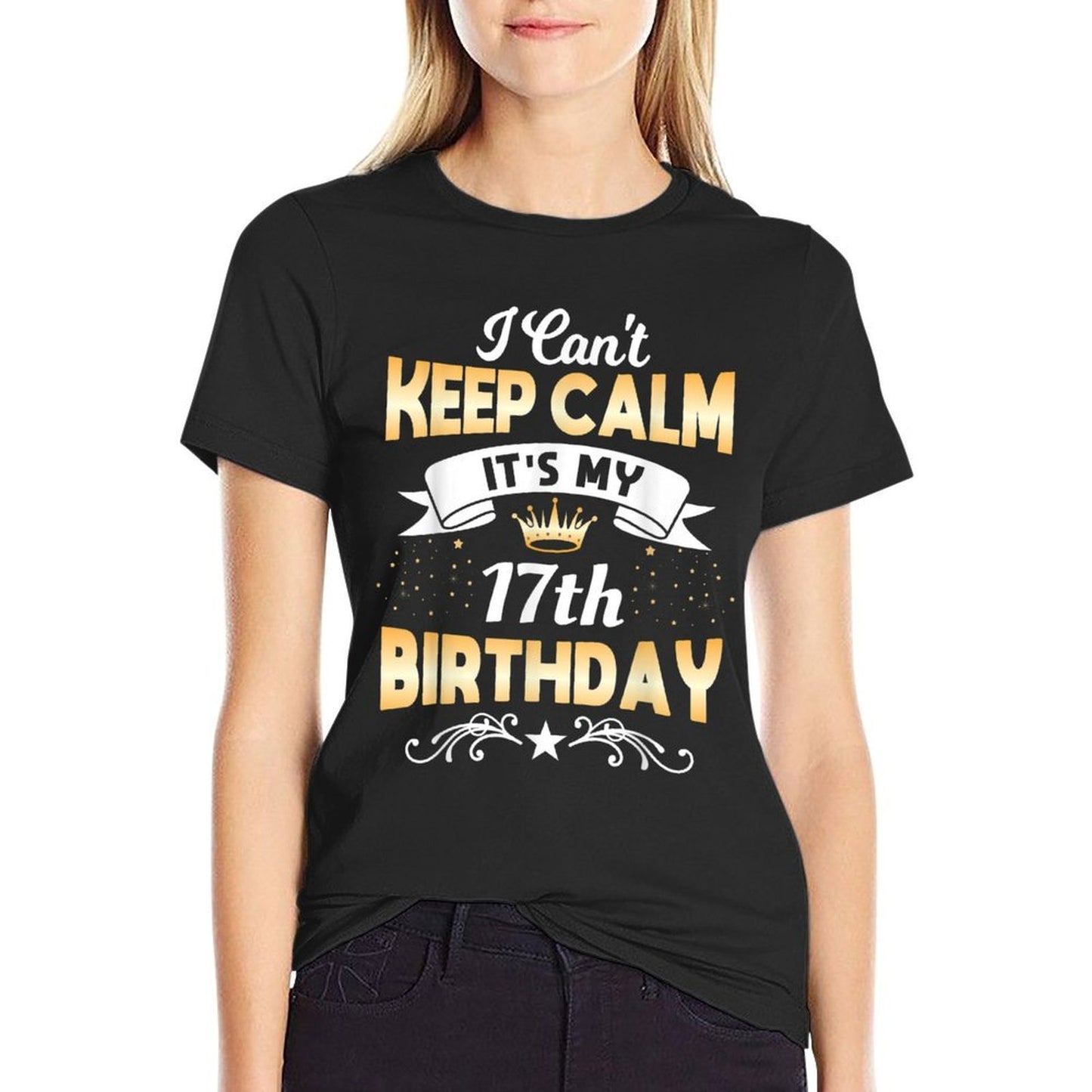 17 Years Old Shirt I Can't Keep Calm It's My 17th Birthday Polyester Blend T-Shirt