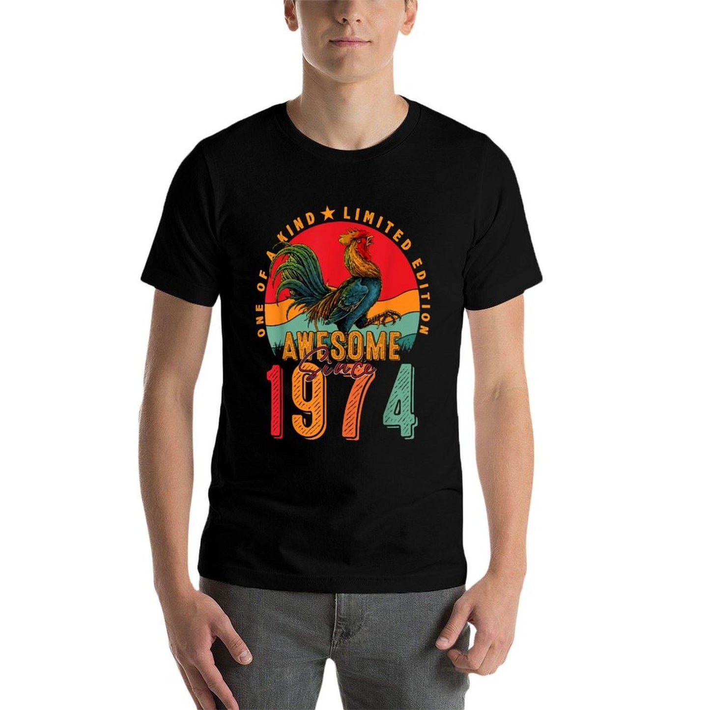 50th Birthday Chicken Awesome Since 1974 Farmer 50 Years Old Stretchy T-Shirt