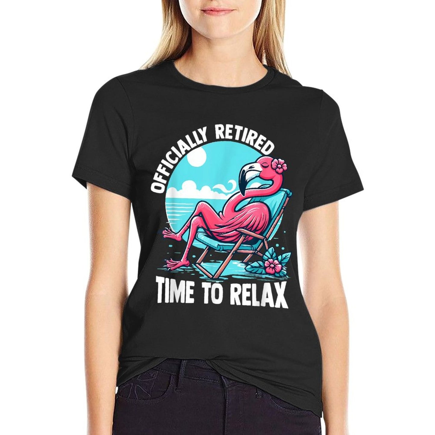 Retirement Time to Relax Retire Cute Funny Flamingo Durable T-Shirt