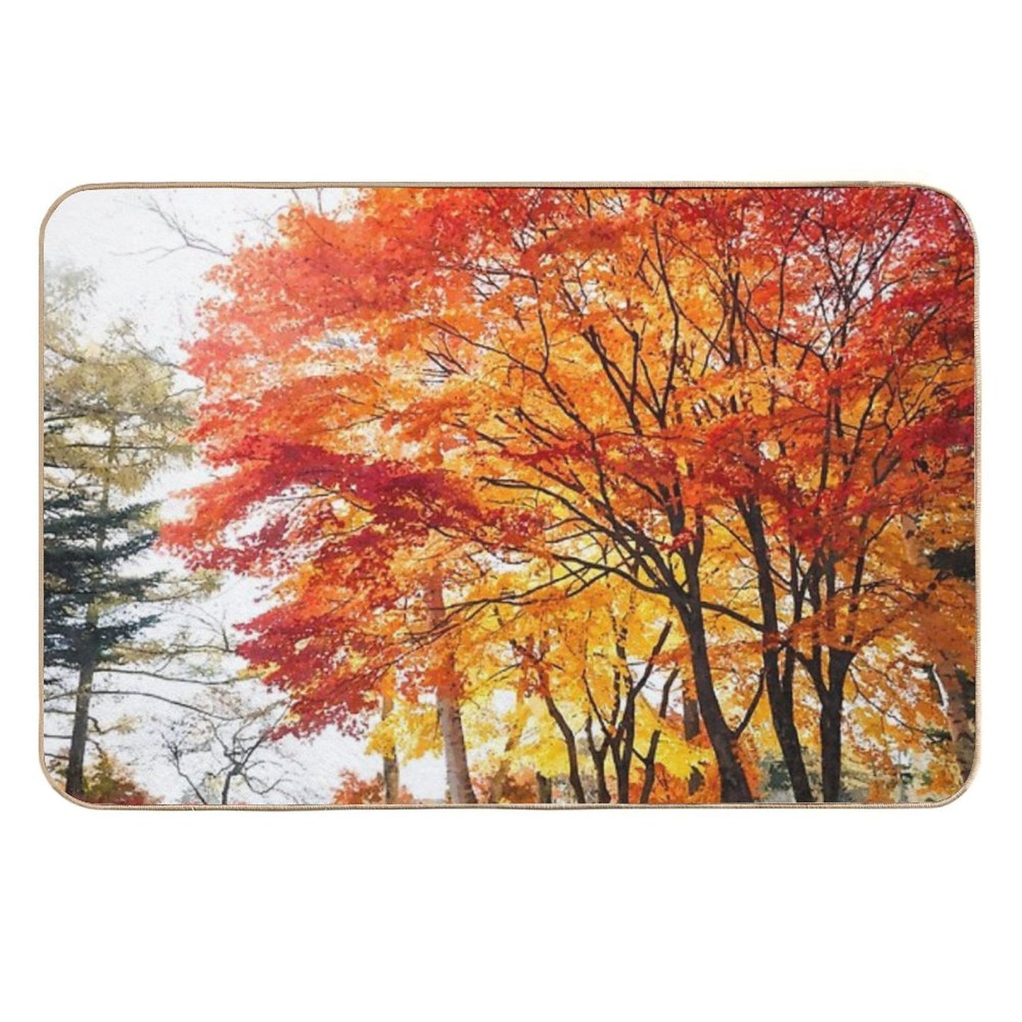 Autumn Trees 2. Watercolor Painting Eco-Friendly Bath Mat
