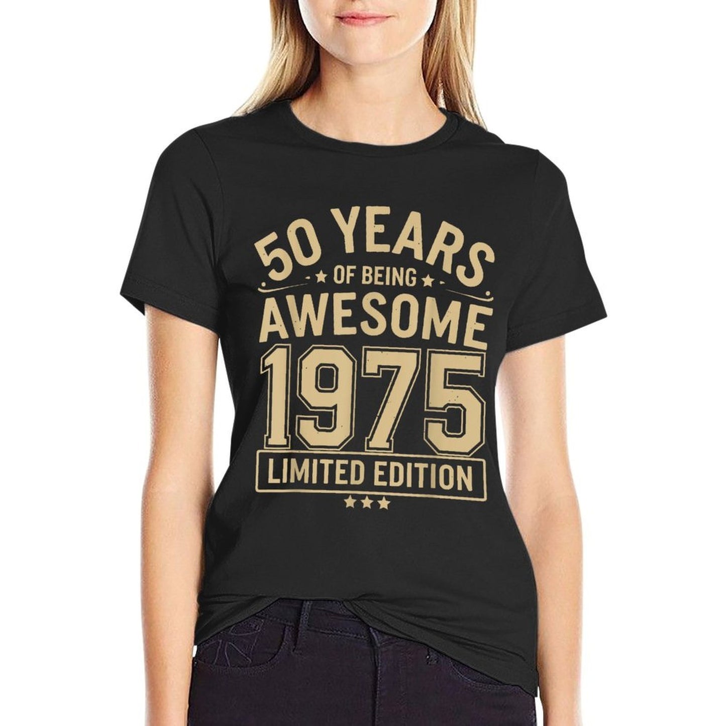 50 Year Birthday Decorations Men Gag 50yr 1975 50th Birthday Summer-ready Fabric T-Shirt