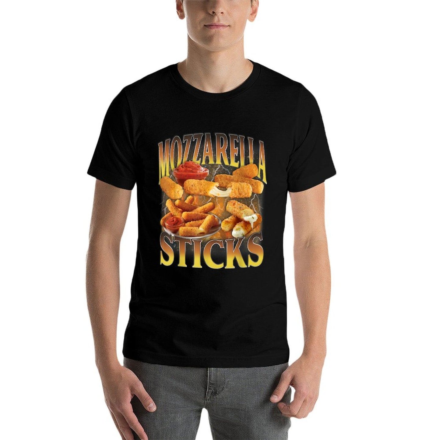 Mozzarella Cheese Stick Gen Z Humor Funny Cheese Sticks Meme High-quality Stitching T-Shirt