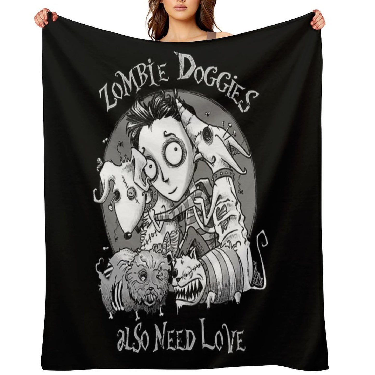 Zombie Doggies Also Need Love Comfort Throw Blanket