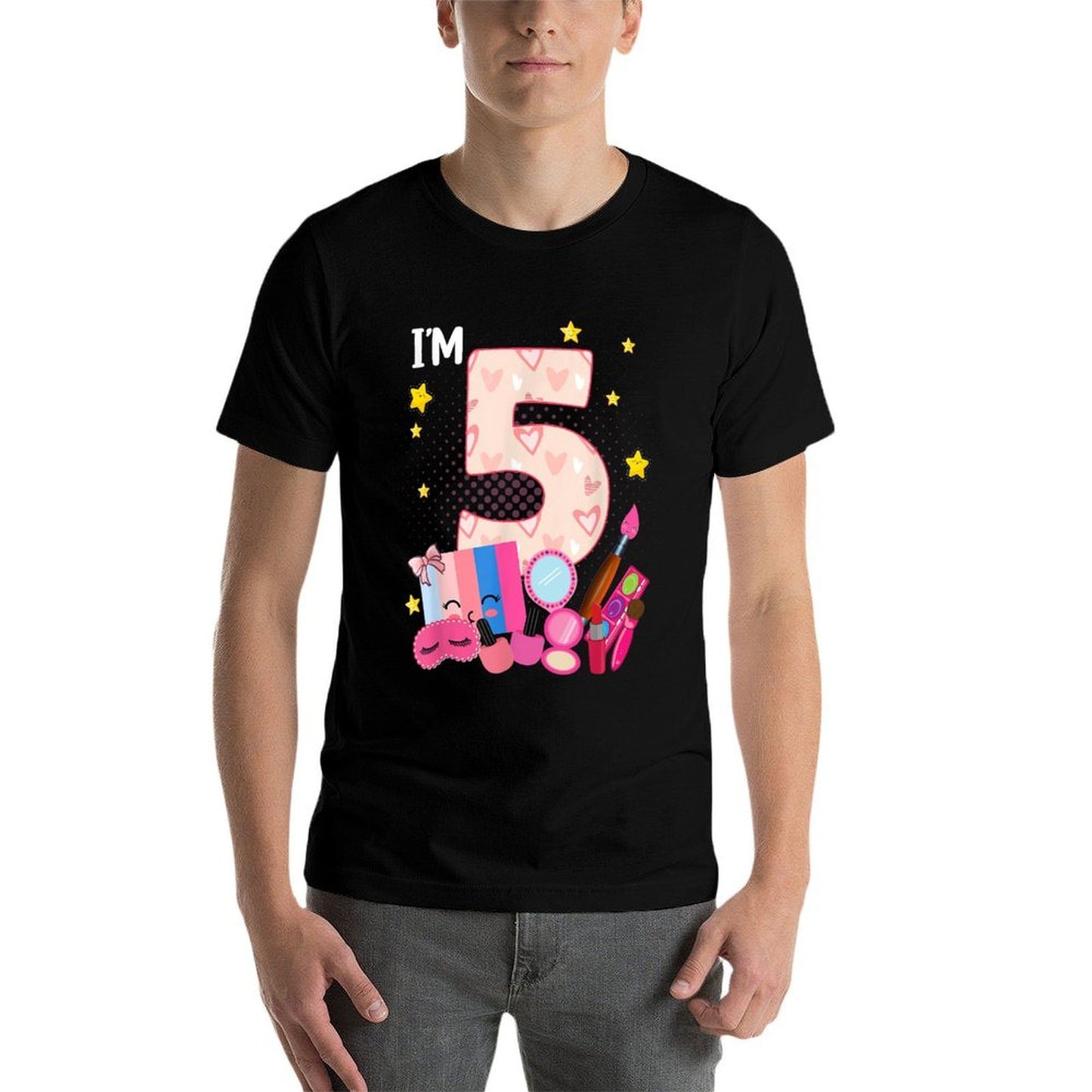 5th Birthday for Little Girl Makeup Spa Nail 5 Years Old Durable T-Shirt