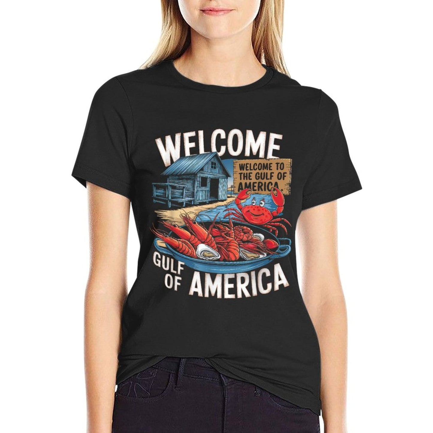 Gulf Of USA America Gift Men Women Flag Beach Stretchy T-Shirt