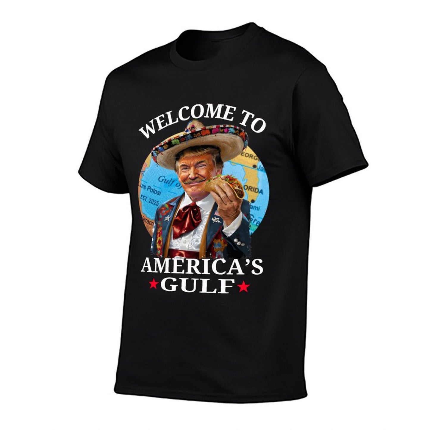 Funny Trump America's Gulf Est 2025 Trump Merchandise Sweatshirt Ribbed Collar T-Shirt