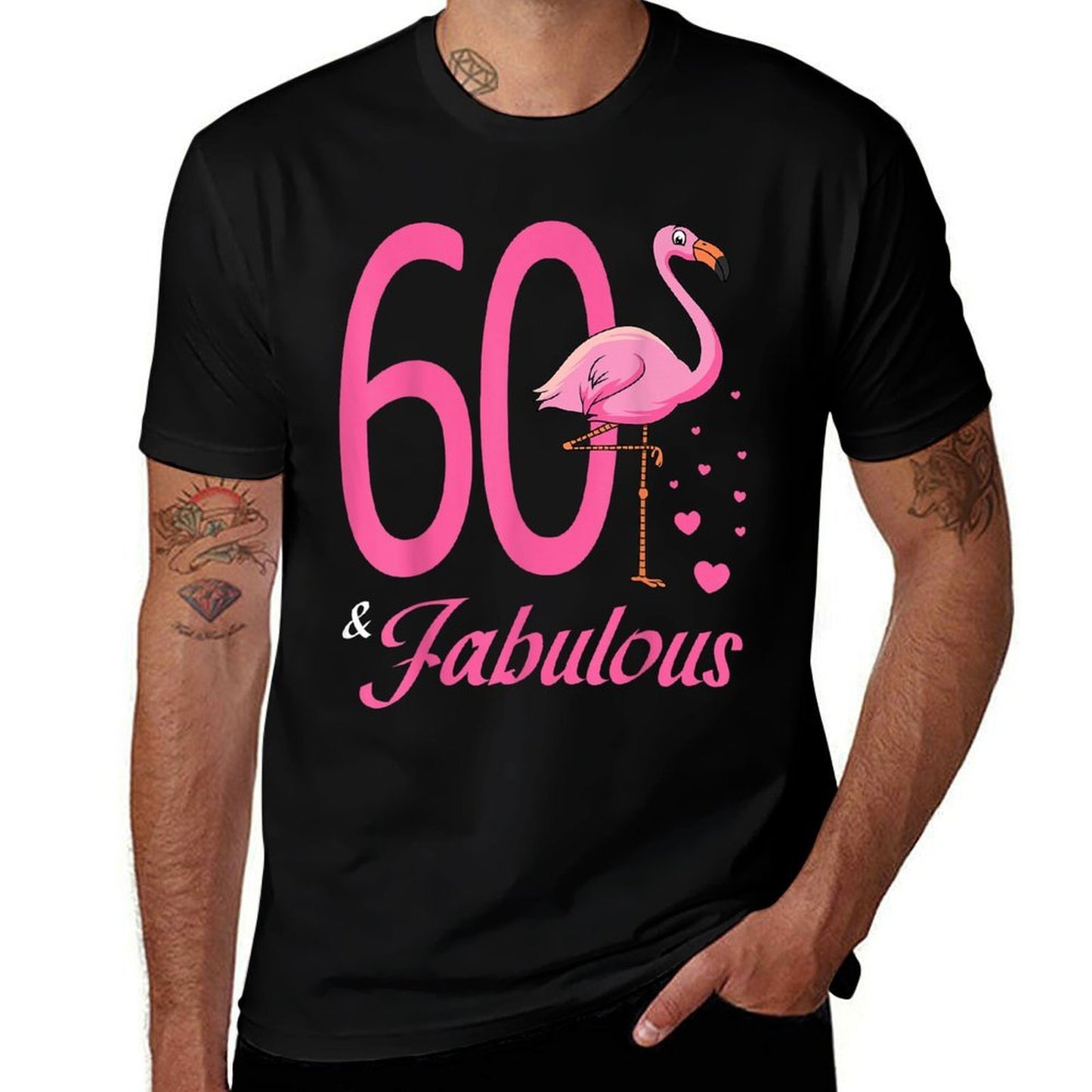60 & Fabulous Flamingo Birthday 60th Party Celebration Moisture-wicking T-Shirt