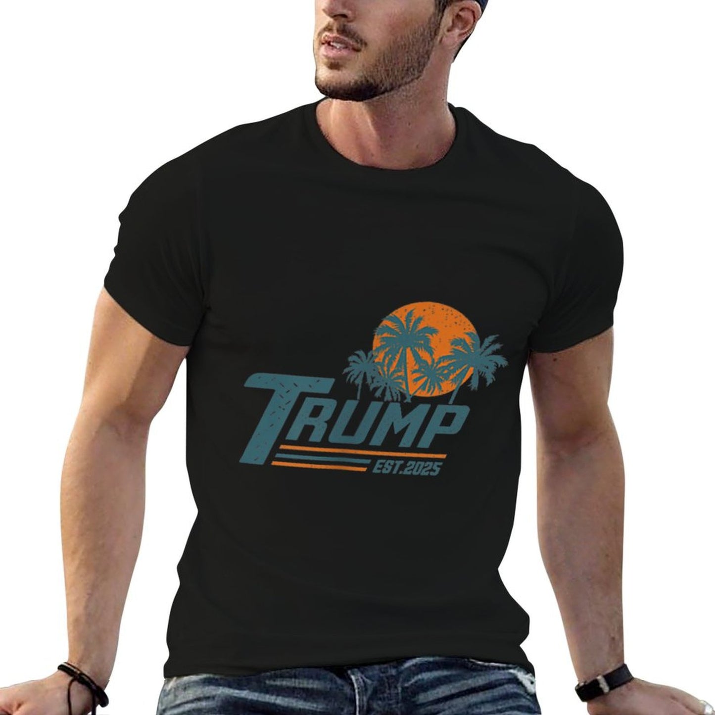 Funny Trump Shirt Gulf Of Us America Est 2025 ( 2 Side ) Ribbed Collar T-Shirt