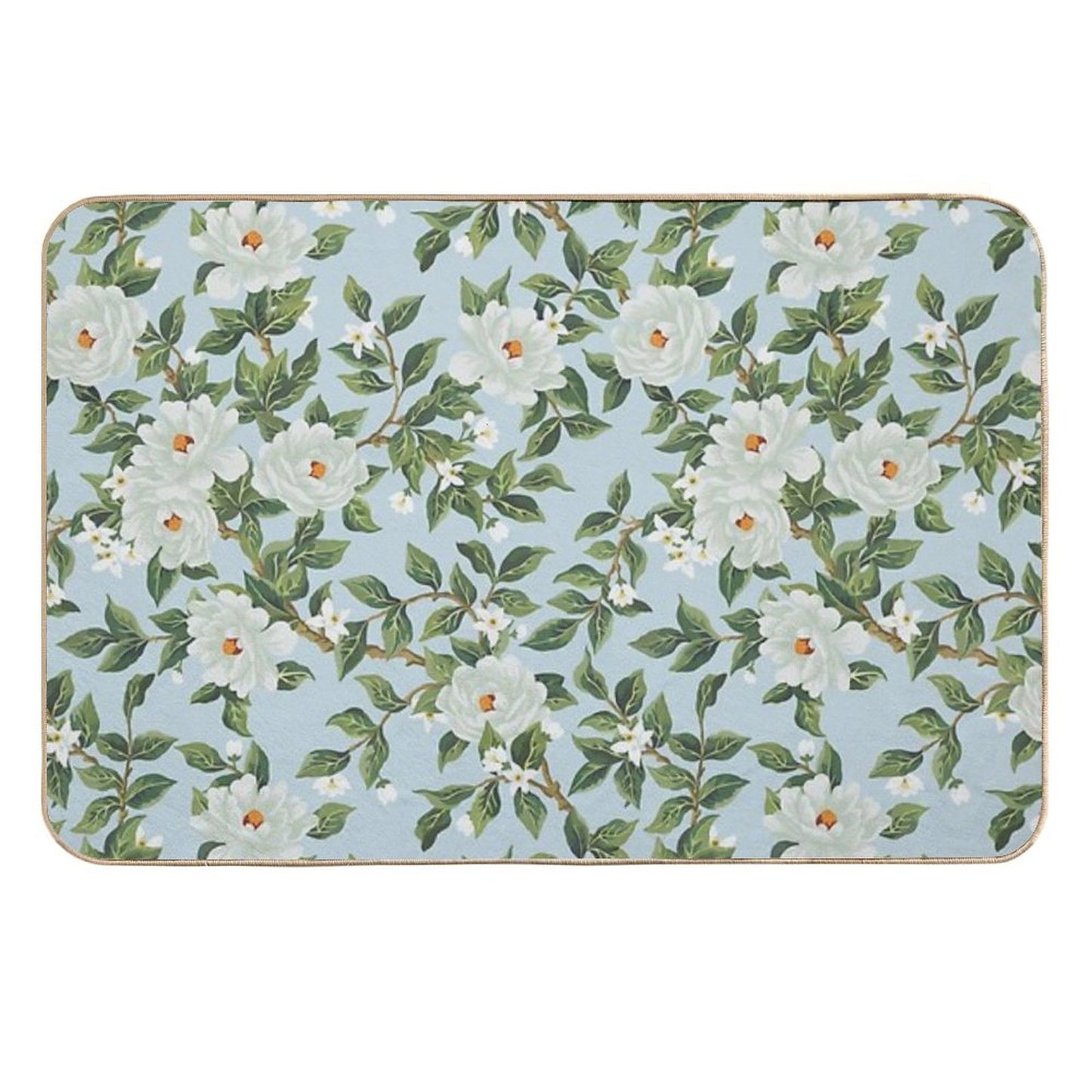 Cottage Floral - Light Blue Slip-Resistant Bath Mat