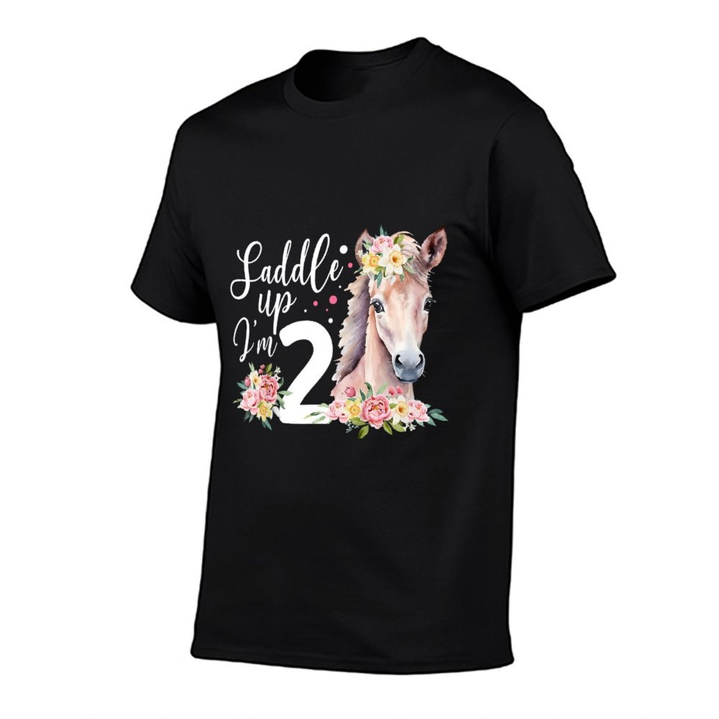 Kids 2nd Horse Birthday Two Year Old Girl Horses Birthday Trendy Pattern T-Shirt