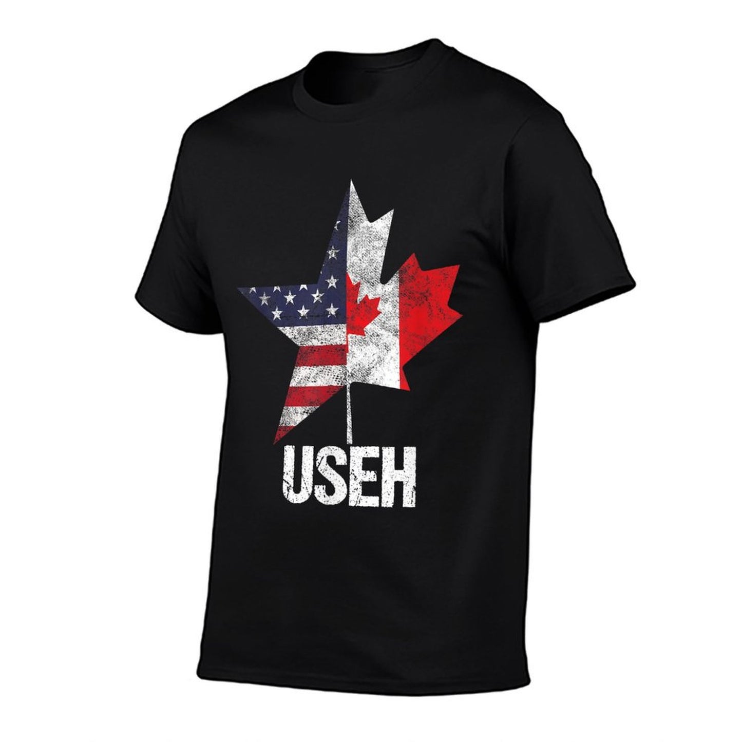 Half Canadian American USEH Canada USA Flag United States Graphic-printed T-Shirt