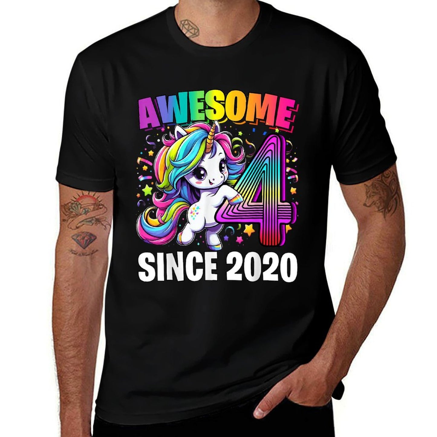 Unicorn 4th Birthday 4 Year Old Unicorn Party Girls Outfit Easy-care T-Shirt