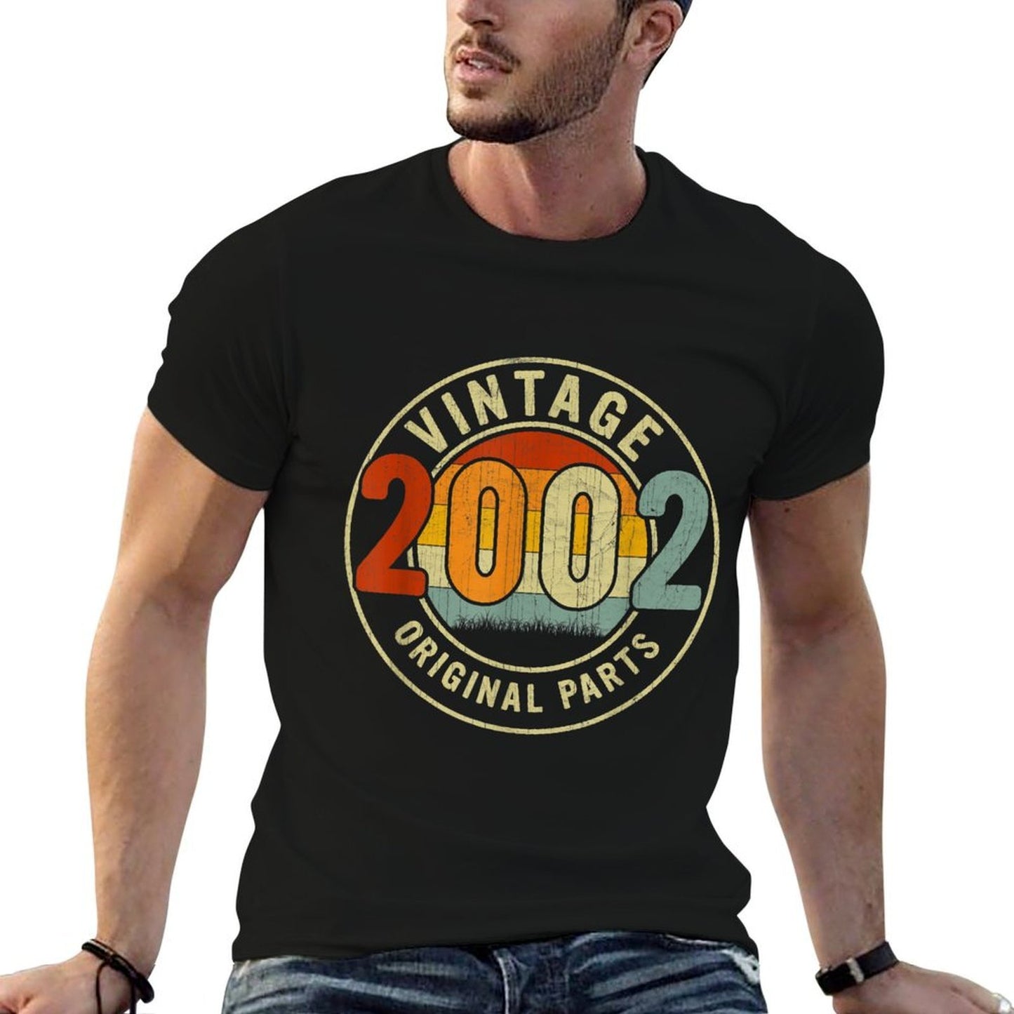 21 Years Old Vintage Original Parts 2002 Retro 21st Birthday Heathered Texture T-Shirt