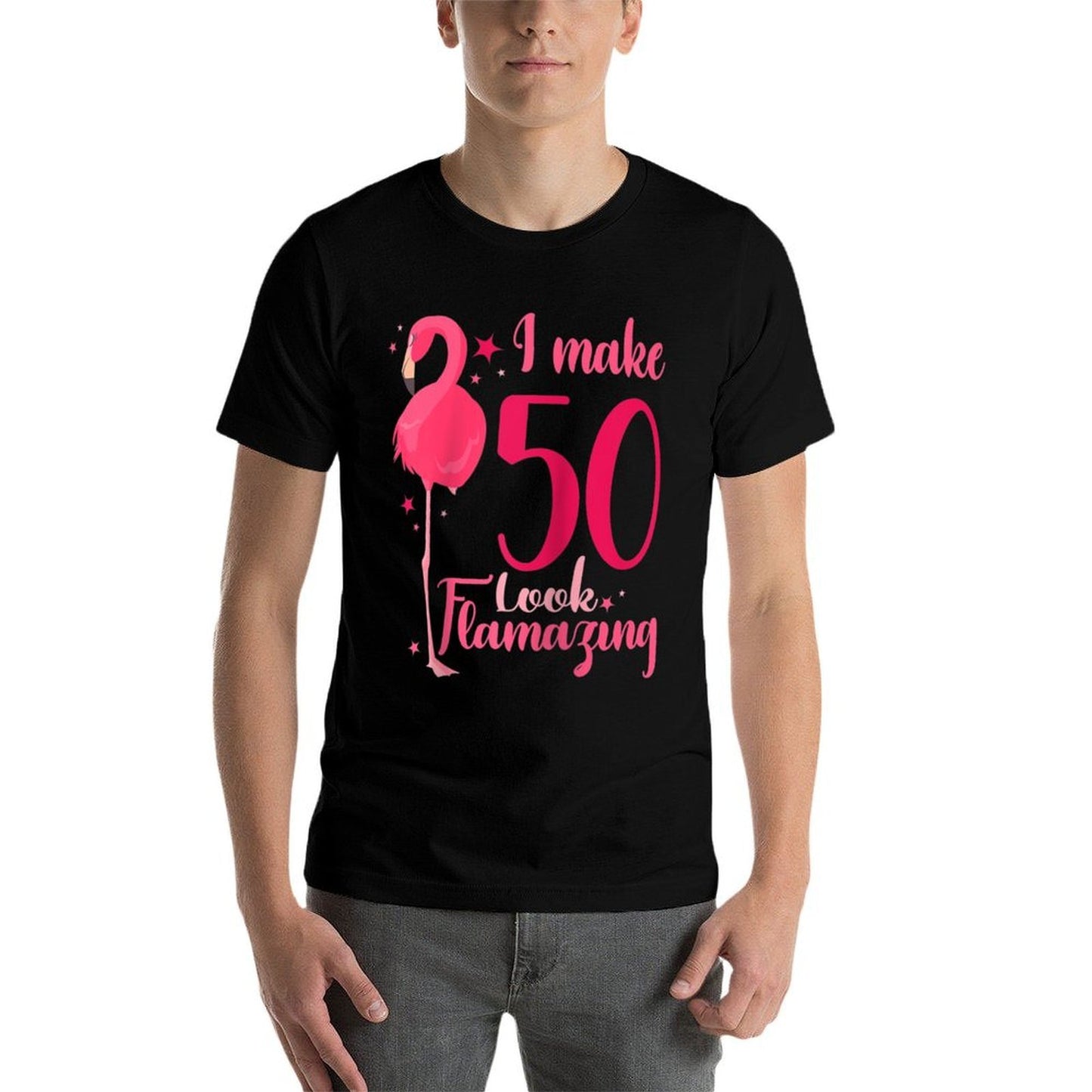 50Th Birthday Party Flamingo Tshirts For The Women Raglan Baseball Wrinkle-resistant T-Shirt