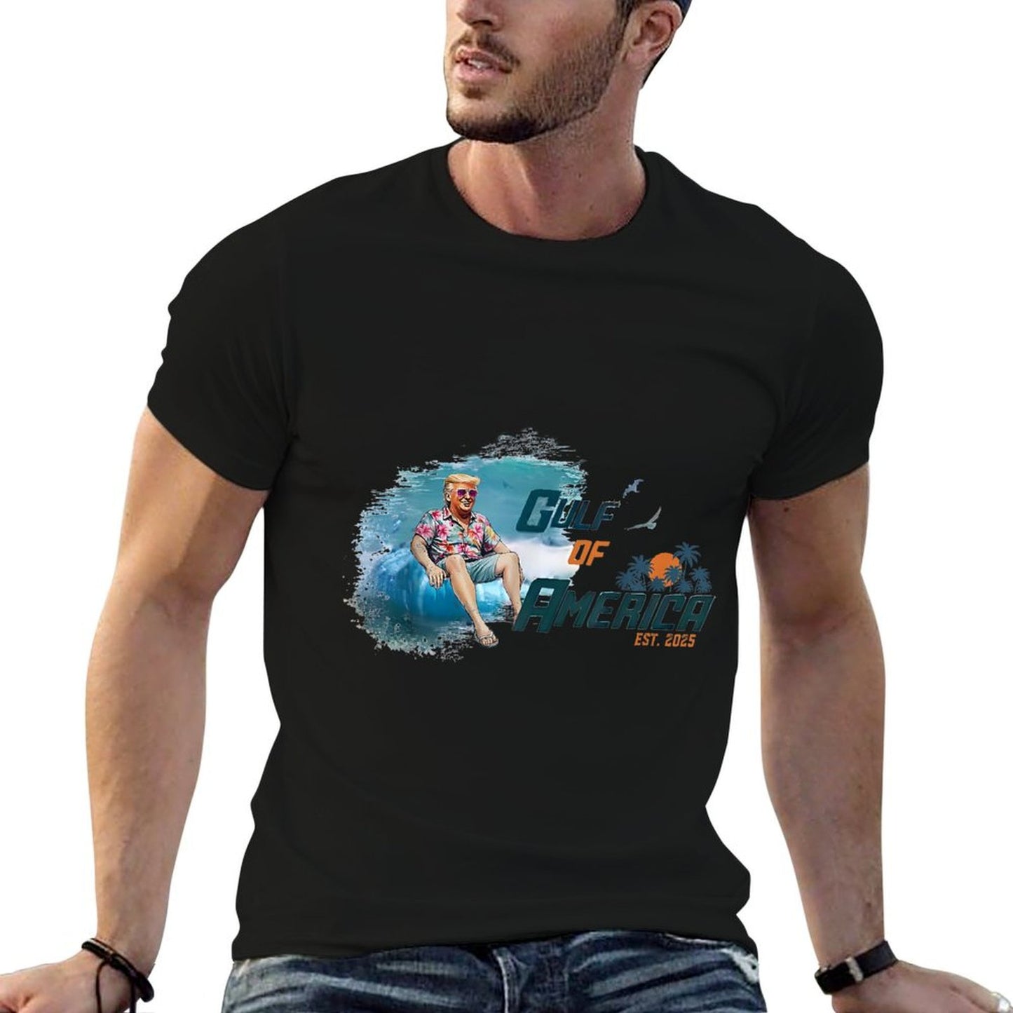 Retro Gulf Of USA America 2025 American Flag Gulf Mexico Wrinkle-resistant T-Shirt