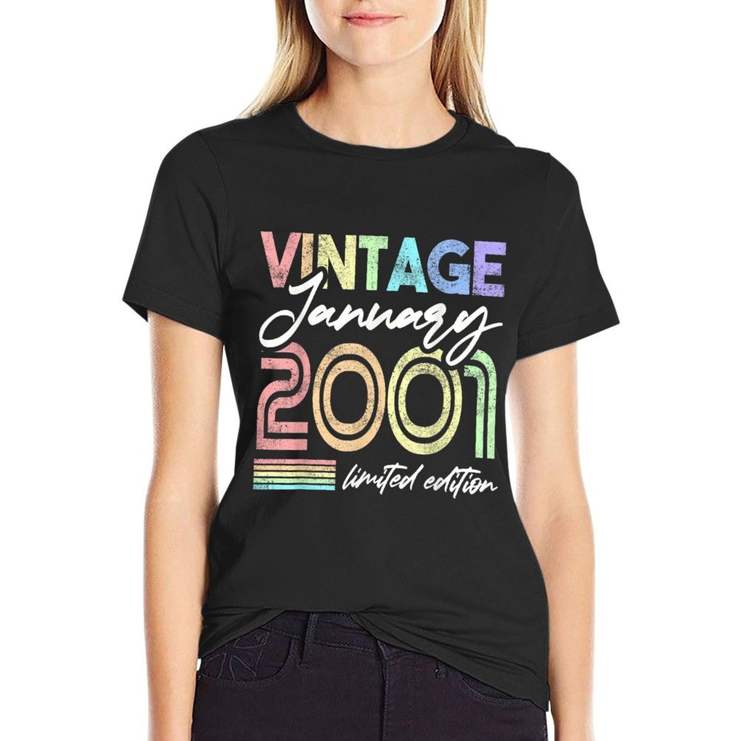 Vintage January 2001 21st Birthday Women Oversized Silhouette T-Shirt