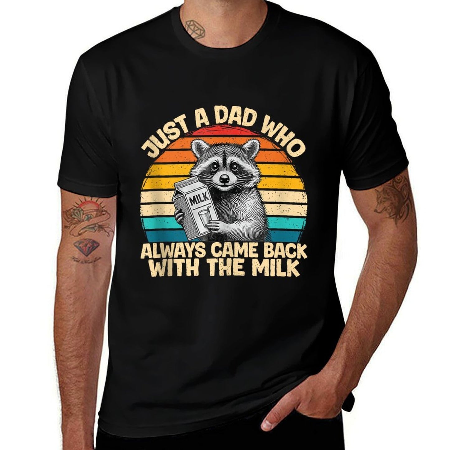 Just A Dad Who Always Came Back With The Milk Funny Slim-fit Cut T-Shirt