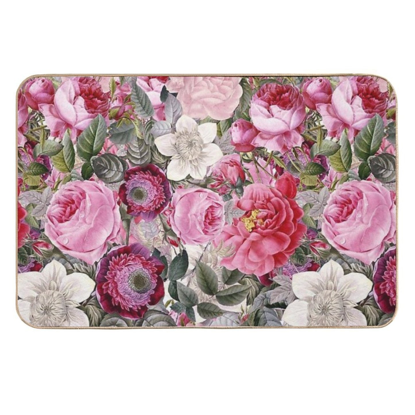 Vintage Pink Floral Botanical Night Garden Pattern NightGarden Durable Bath Mat