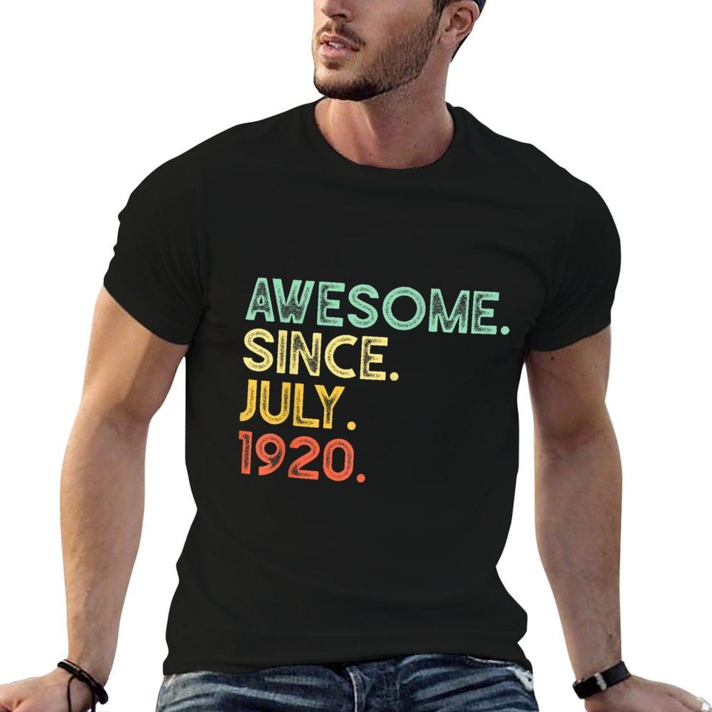 100 Years Old Awesome July 1920 100th Birthday Gift Heathered Texture T-Shirt