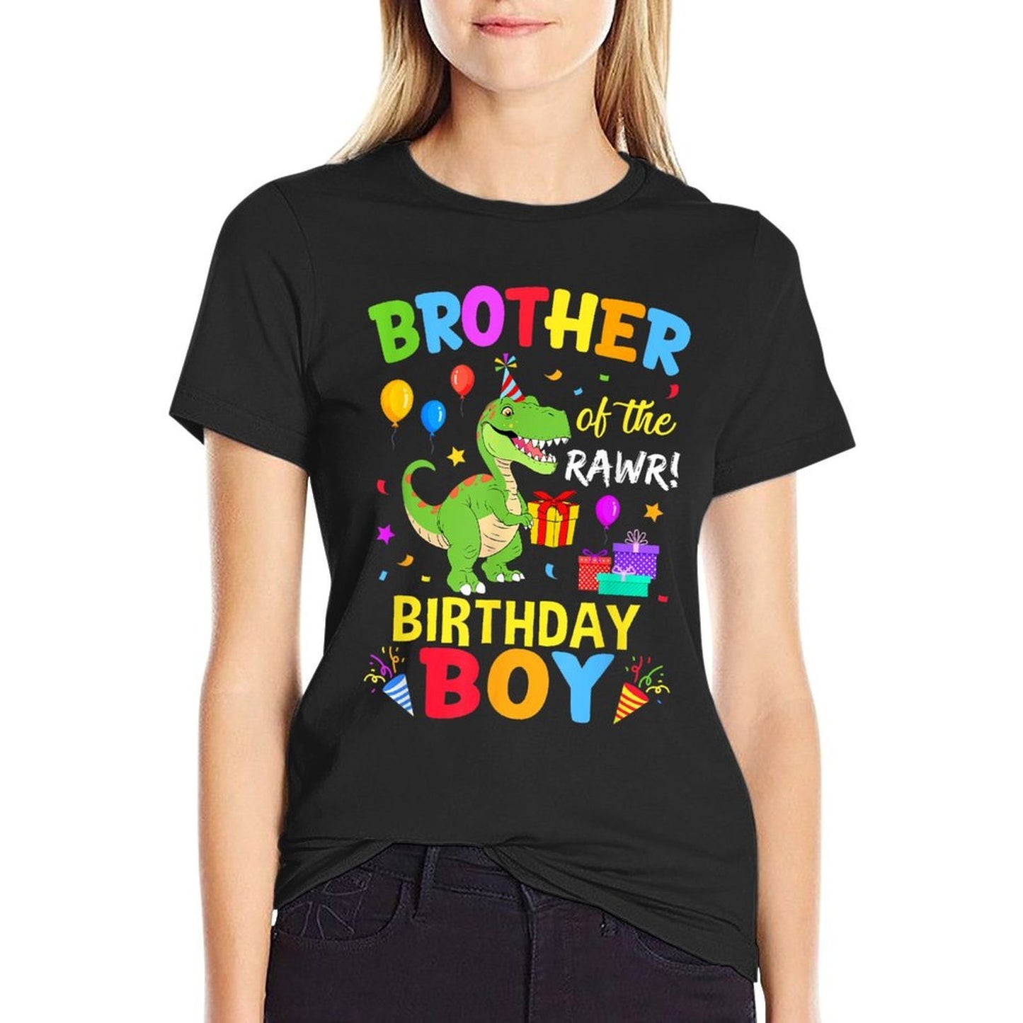 Brother Of The Birthday Boy T-Rex Funny Dinosaur Boy Party Lightweight T-Shirt