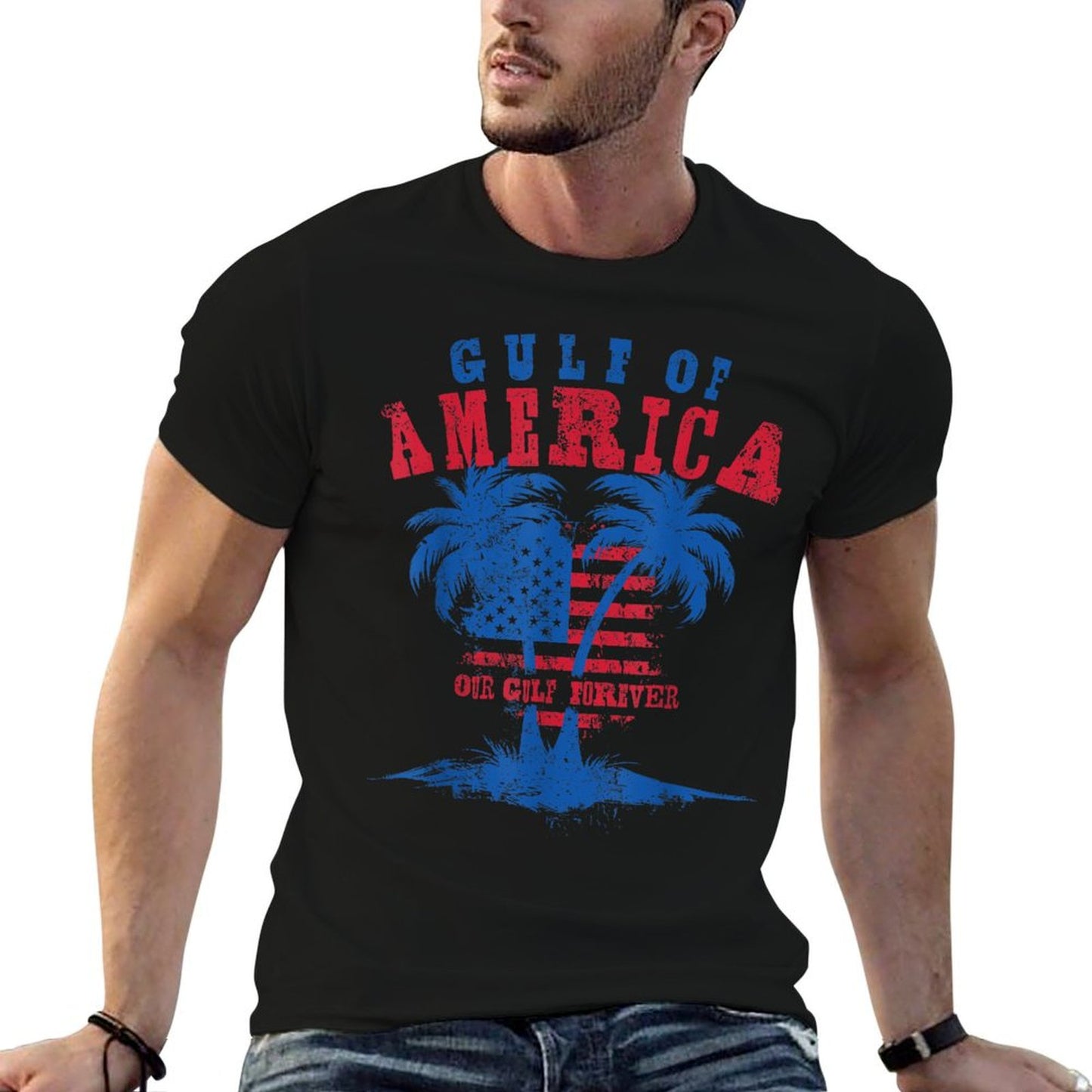 Gulf US America Patriotic Tagless Design T-Shirt