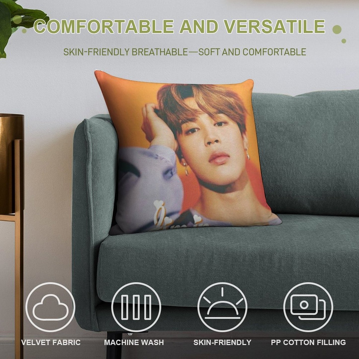 Jimin Soft Shrink-Resistant Throw Pillow