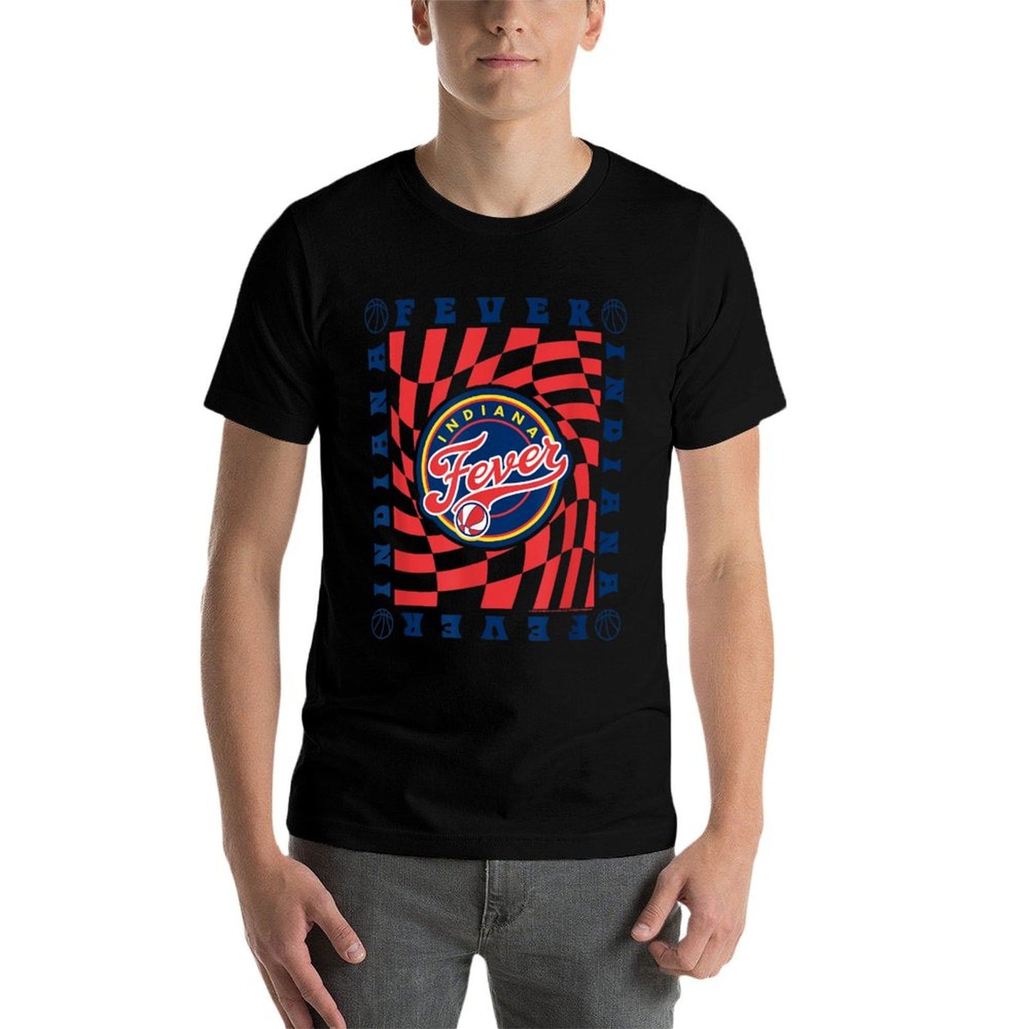 WNBA Indiana Fever Retro Wavy Checkerboard Easy-care T-Shirt