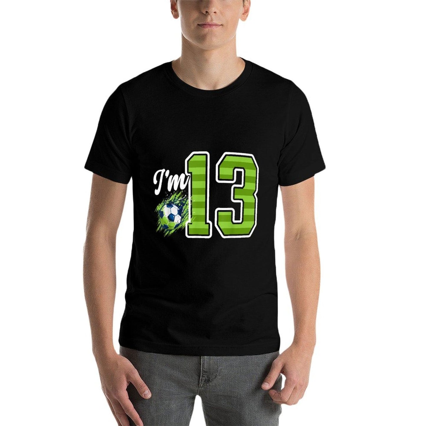 13th Soccer Birthday Party Thirteen Year Old Soccer Player Tagless Design T-Shirt