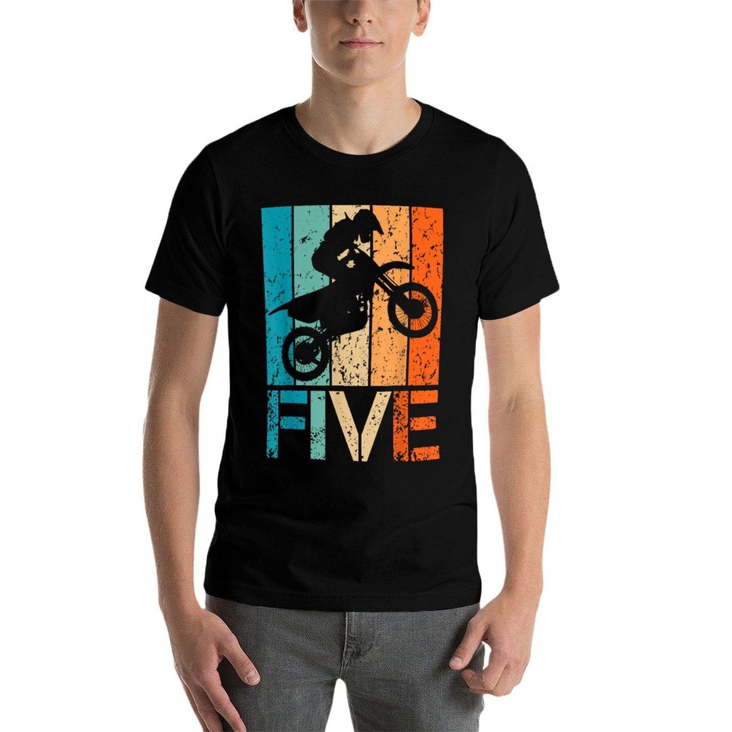 Dirt Bike 5th Motocross Birthday 5 Year Old 5yr Boys Girls Slim-fit Cut T-Shirt