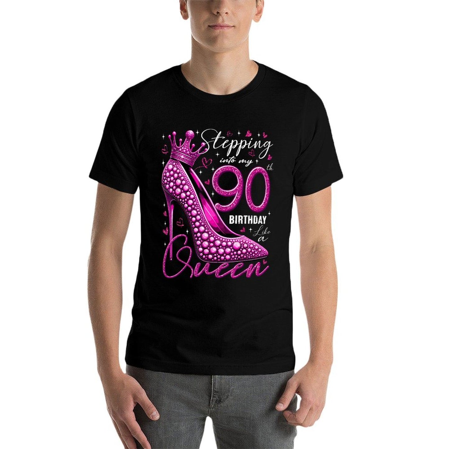 90 Year Old Gifts High Heels Stepping Into My 90th Birthday Cotton T-Shirt