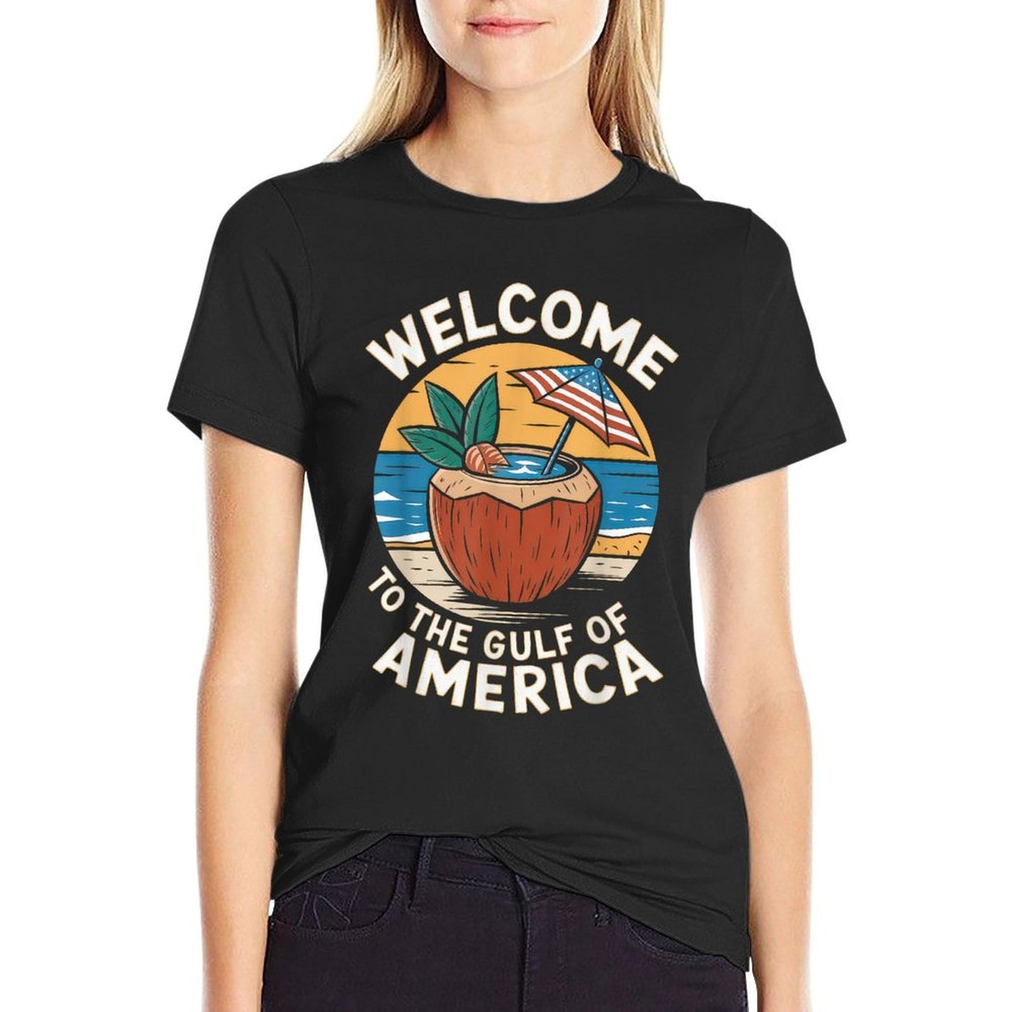 Gulf Of USA America Gift Men Women Flag Beach Moisture-wicking T-Shirt