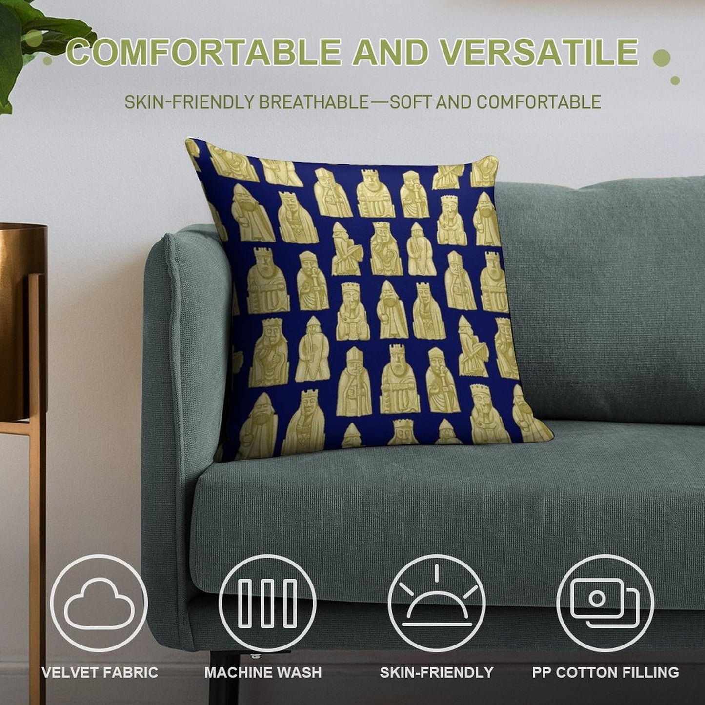 Lewis Chessmen Soft Easy Maintenance Throw Pillow
