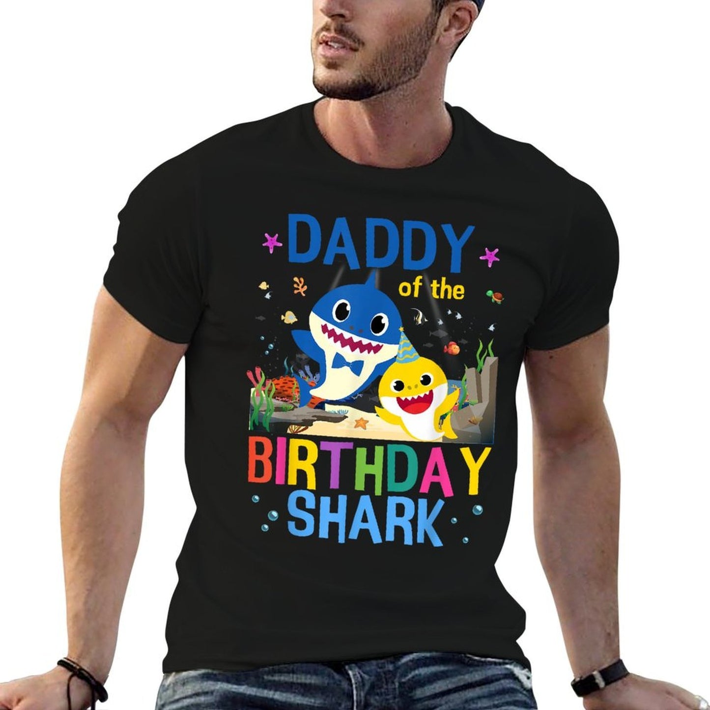 Funny Daddy Of The Birthday Family Shark Kids Birthday Lightweight T-Shirt