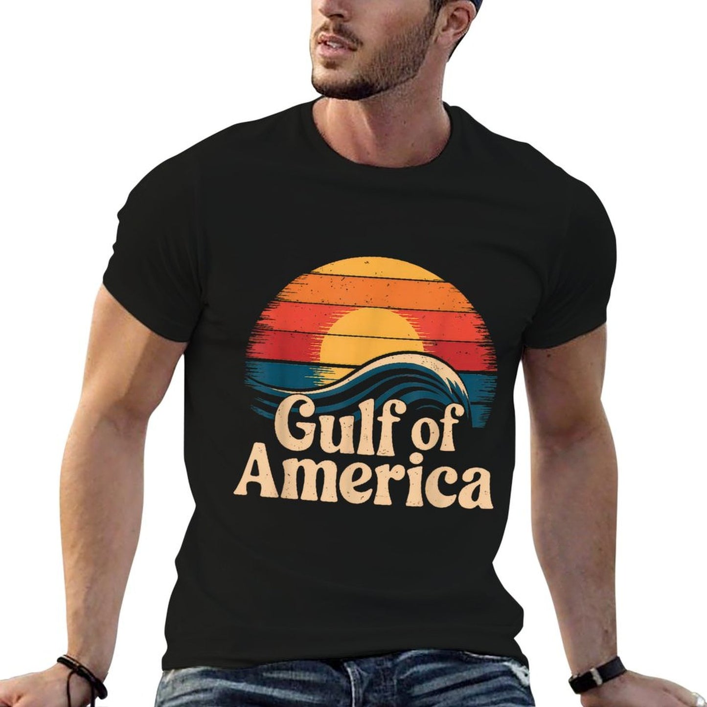 Gulf Of USA America Gift Men Women Flag Beach Comfortable T-Shirt